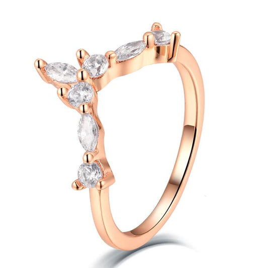 Rose Golden Round & Marquise Cut Stackable Ring Shineofidamond