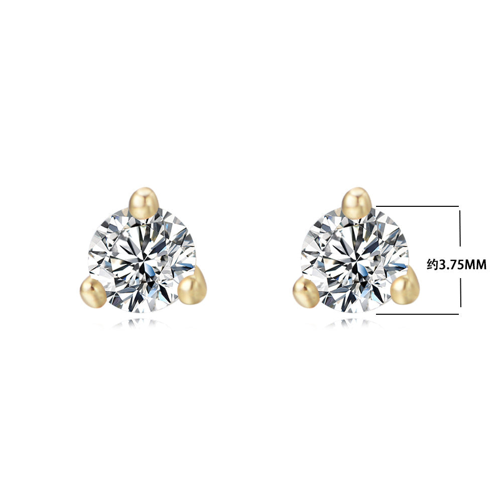 3 Prog Stud Earrings in Sterling Silver Shine of Diamond