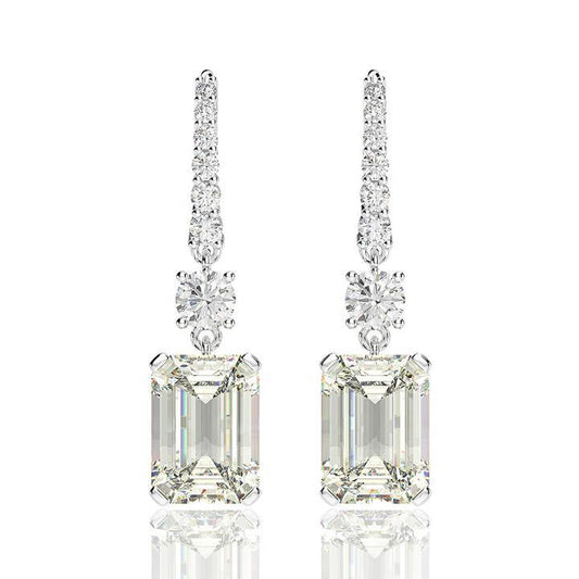 Emerald Cut Drop Earrings Shineofidamond