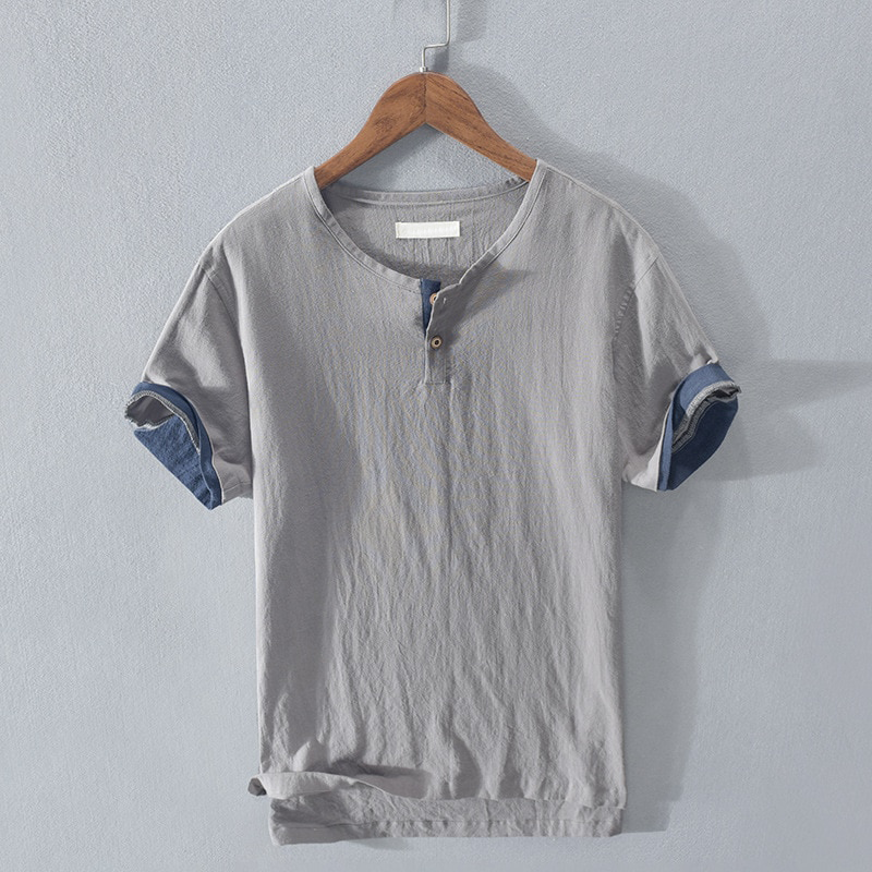 Lightweight Cotton Short Sleeve Henley - T-Shirt