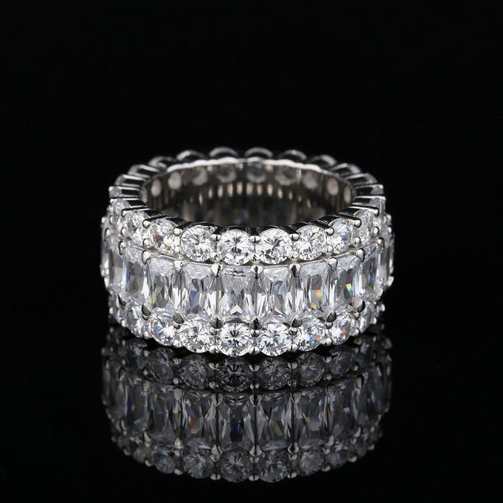 Gorgeous Triple Row Wedding Band in Sterling Silver shineofdiamond