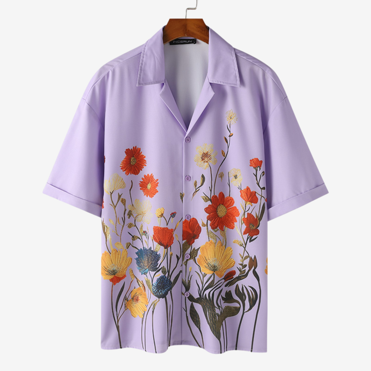 Navy Floral Print Button-Down - Shirt