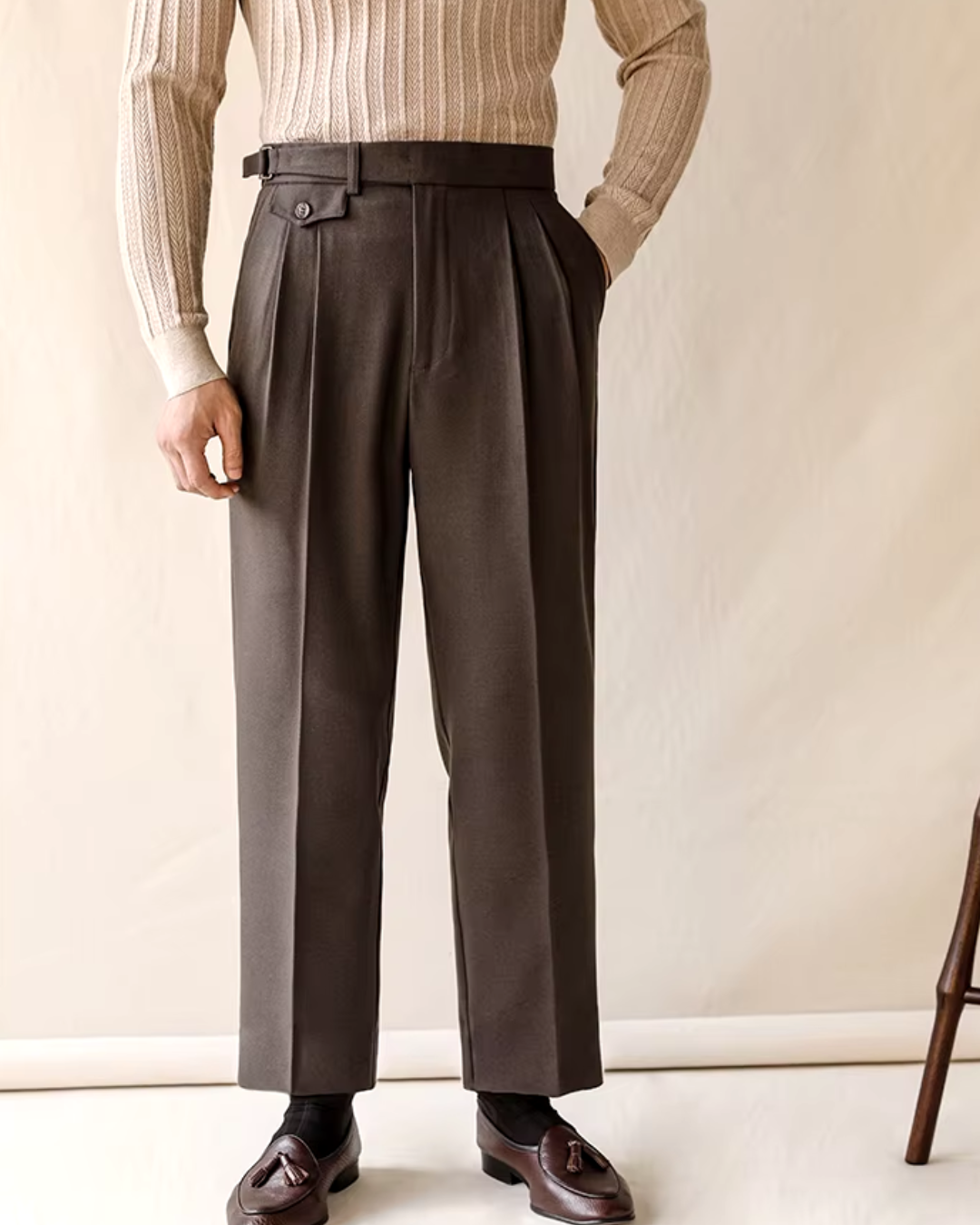 Tailored High-Waist Straight Leg - Trousers
