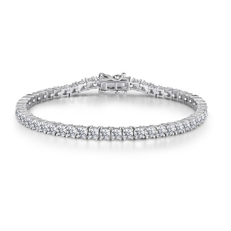 Shinning Classic 4mm Tennis Bracelet Moissanite In Sterling Silver shine of diamond