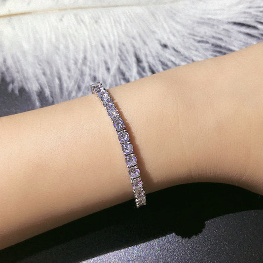Shinning Classic 4mm Tennis Bracelet Moissanite In Sterling Silver shine of diamond