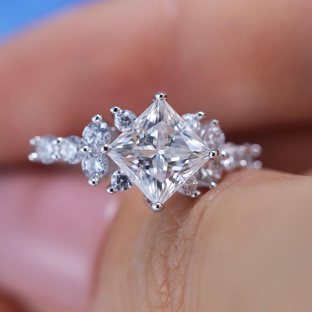 ShineofDiamond Retro Design Princess Cut Moissanite Ring Shine of Diamond