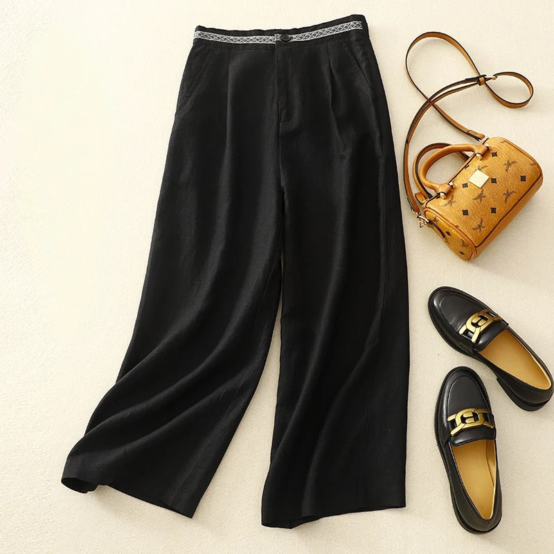 Wide-Leg Linen - Pants