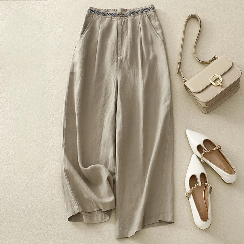 Wide-Leg Linen - Pants