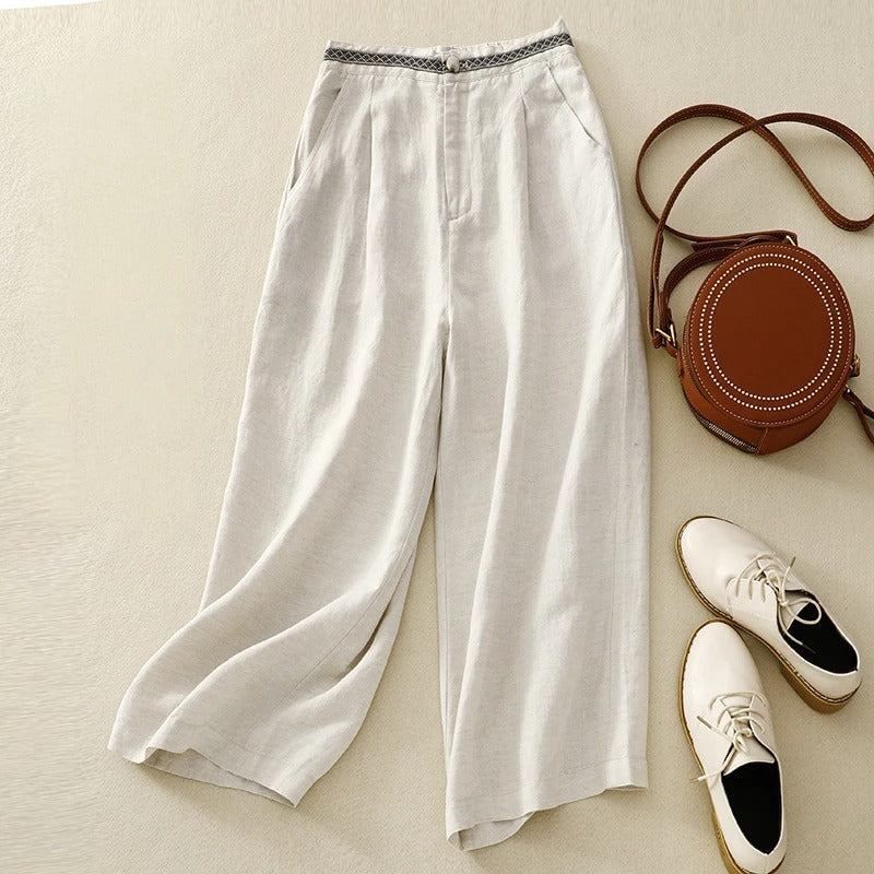 Wide-Leg Linen - Pants