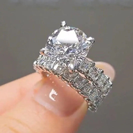 Luxury Round Cut Bridal Set In Sterling Silver shineofdiamond