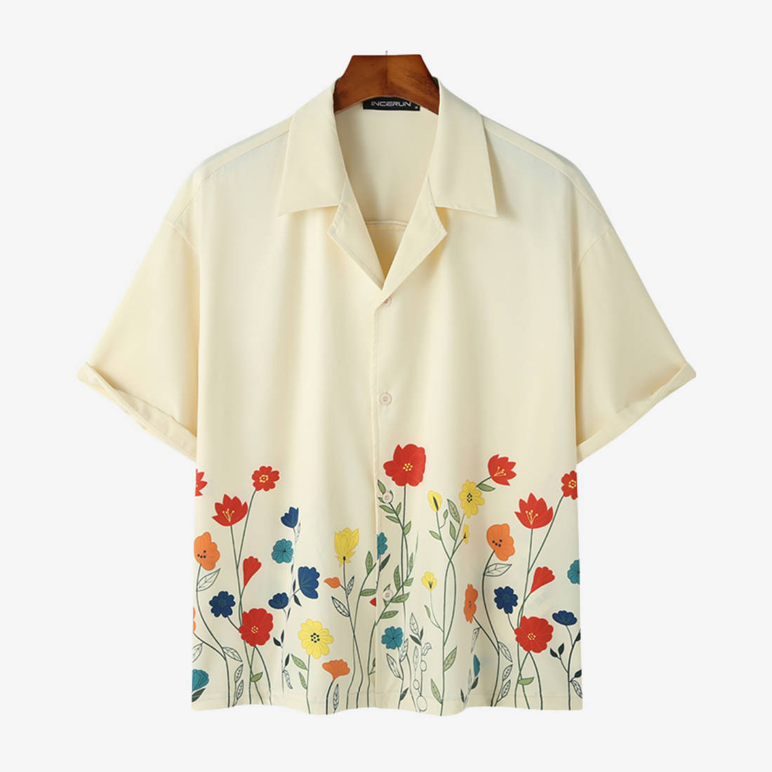 Navy Floral Print Button-Down - Shirt