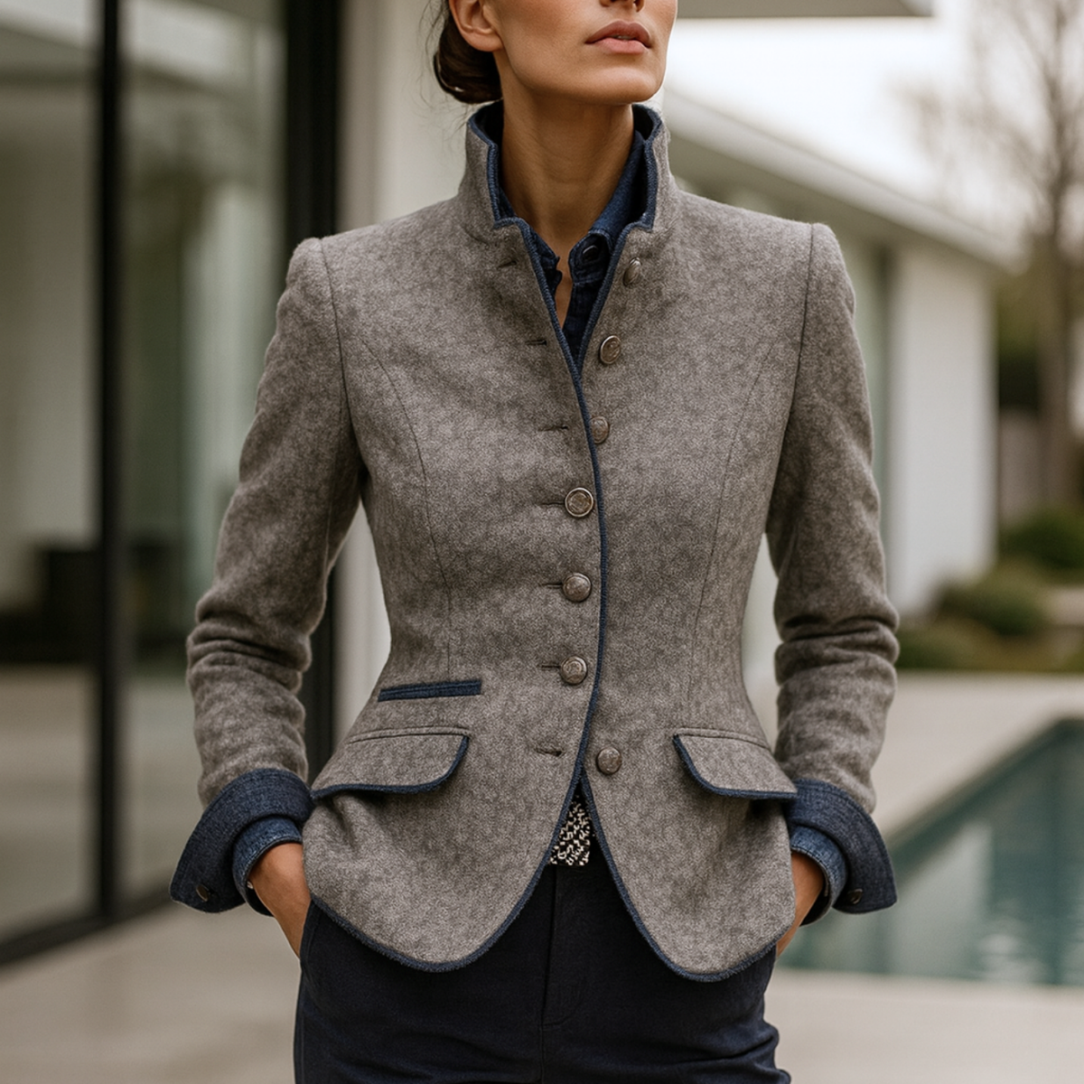Valerie - Elegant High-Neck Cardigan