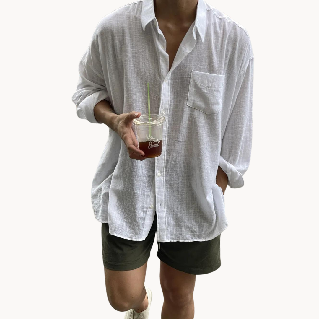 Linen-Blend Button-Up - Shirt