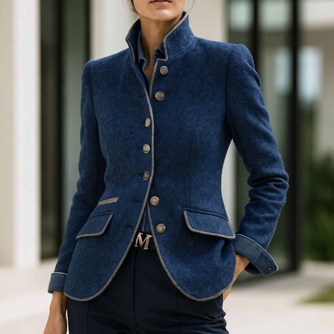 Valerie - Elegant High-Neck Cardigan
