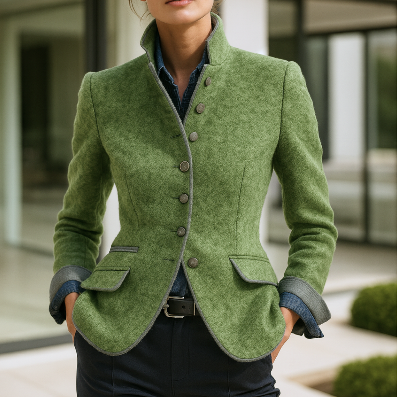 Valerie - Elegant High-Neck Cardigan