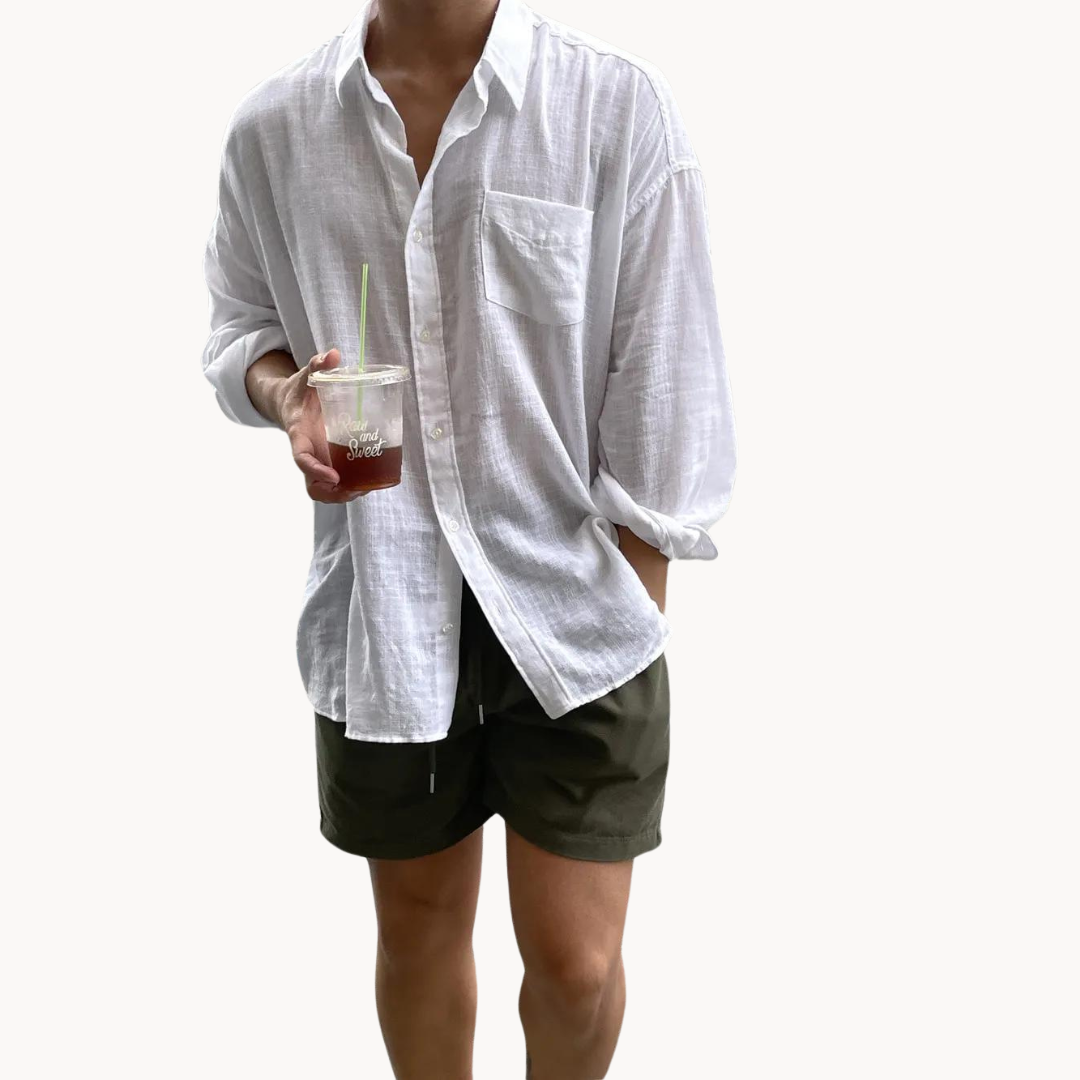 Linen-Blend Button-Up - Shirt