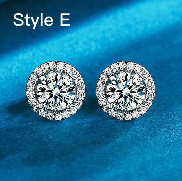 Exquisite Moissanite Stud Earrings In Sterling Silver shine of diamond