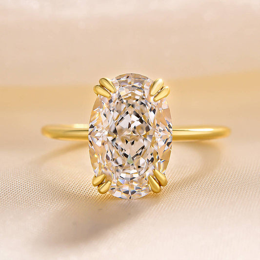 Luxurious Oval Cut Double Prong Solitaire Sterling Silver Engagement Ring shineofdiamond