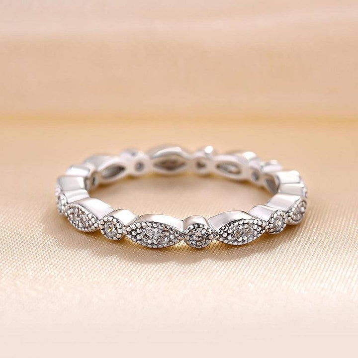 Vintage Eternity Art Deco Stacking Wedding Band In Sterling Silver Shineofidamond