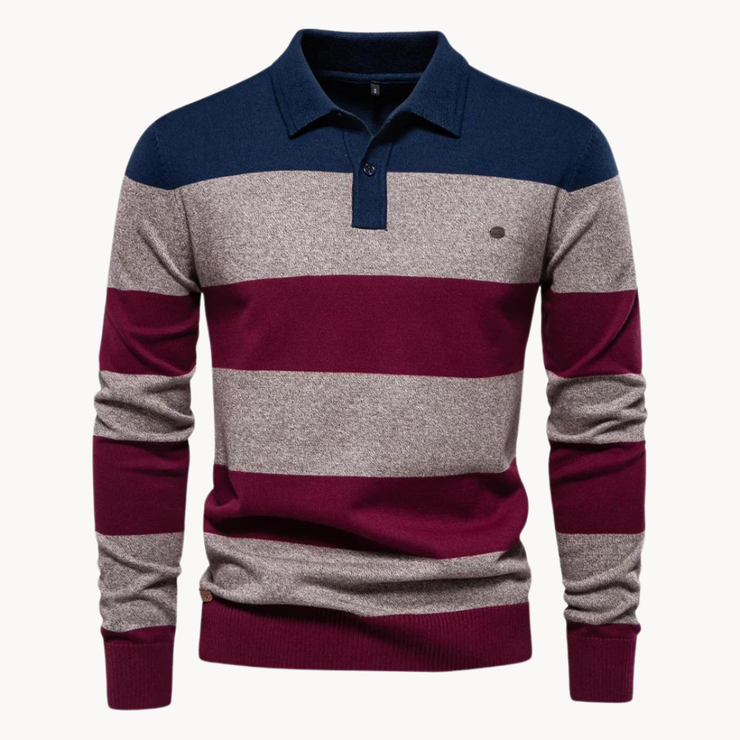 Bellino Ribbed Polo Collar - Sweater