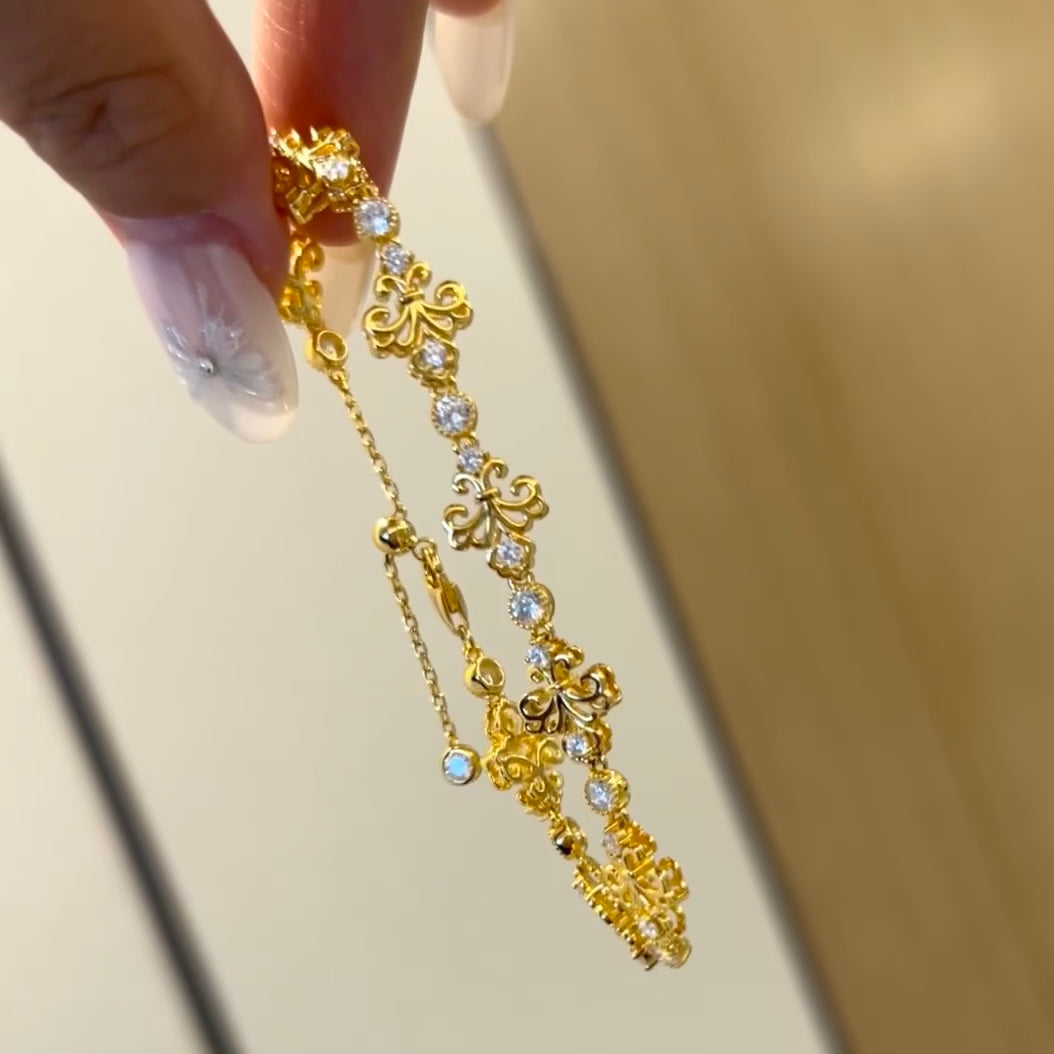 Vintage Iris Sterling Silver Golden Plated Bracelet shine of diamond