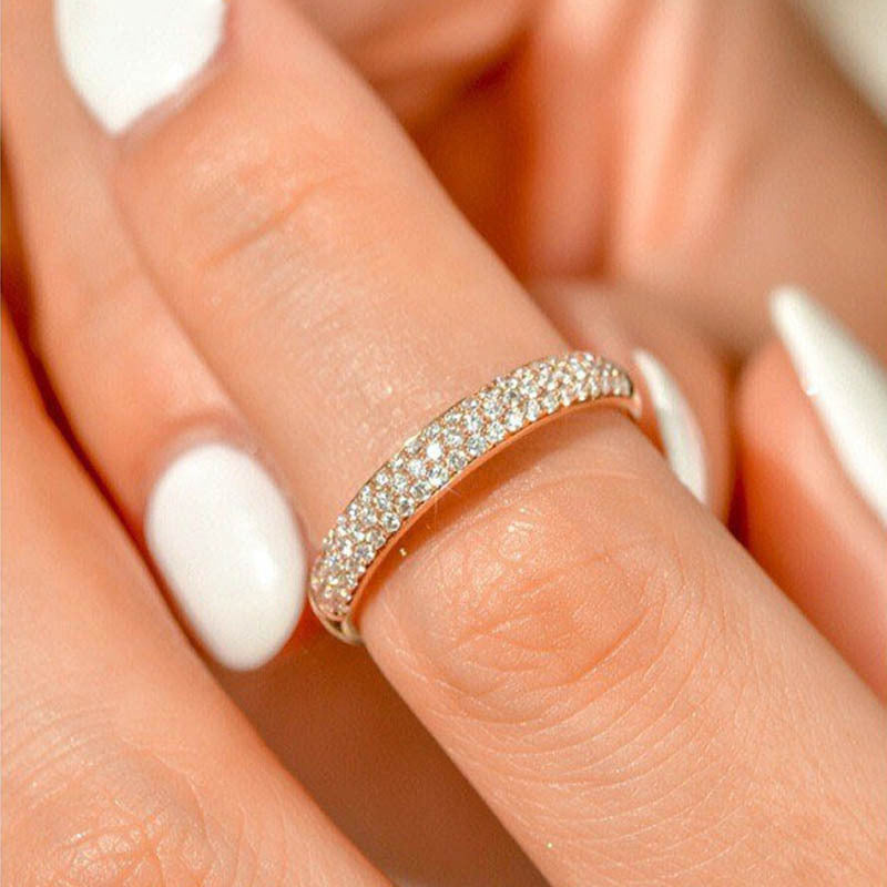 Exclusive 3 Rows Round Cut Half-Eternity Sterling Silver Wedding Band Shineofdiamond