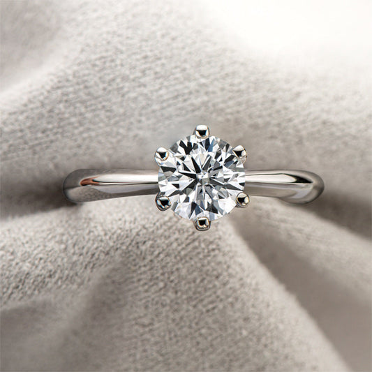 Classic 2.0 CT 6 Prong Round Cut Sterling Silver Engagement Ring Shineofdiamond