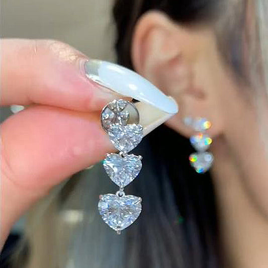 Elegant Heart Cut Sterling Silver Stud Earrings Shineofdiamond