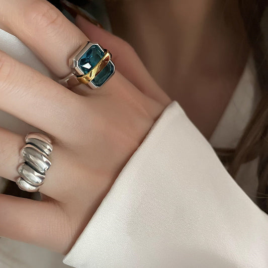 Retro INS Style Square Adjustable Open Rings Dobrilajewelry