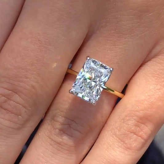 Radiant Cut Hidden Halo Sterling Silver Engagement Ring shineofdiamond