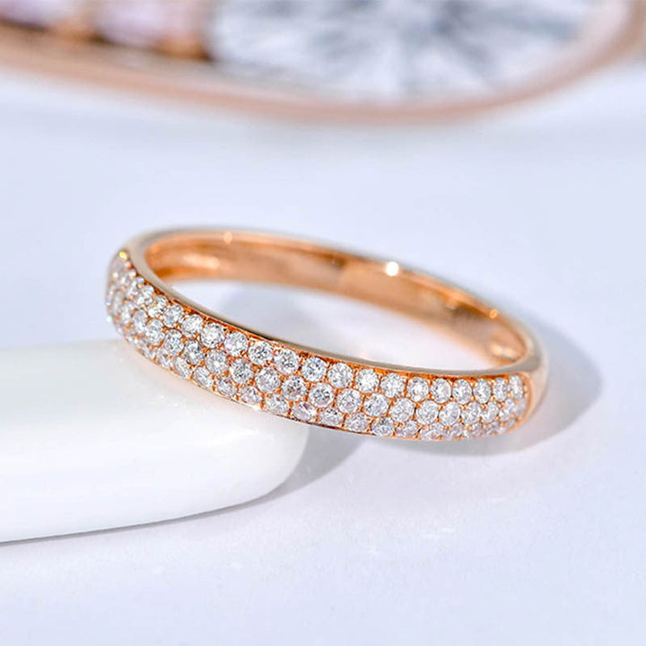Exclusive 3 Rows Round Cut Half-Eternity Sterling Silver Wedding Band Shineofdiamond
