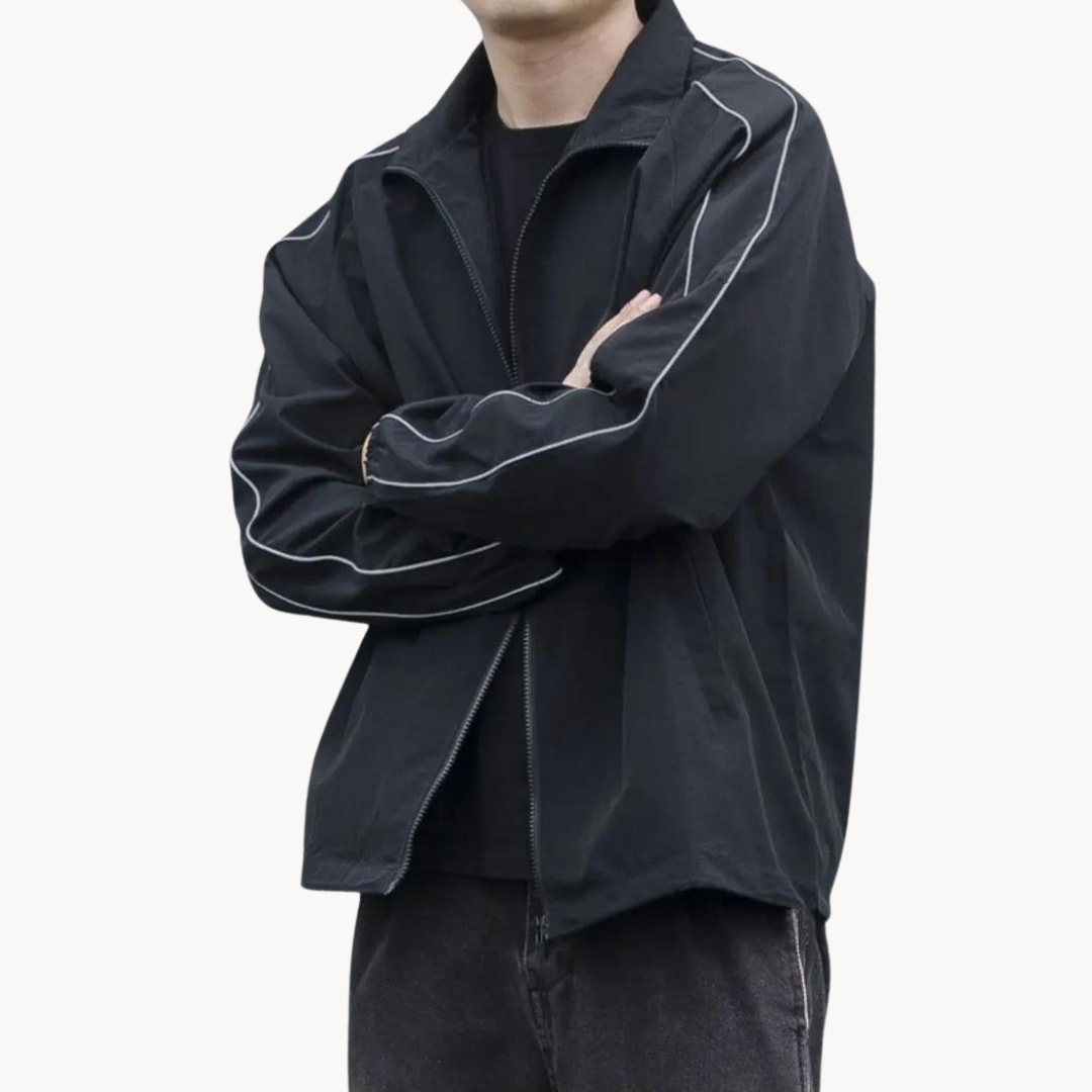 Dash-Stripe Zip-Up Athletic - Track Jacket
