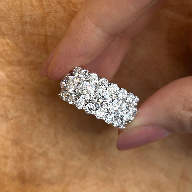 Eternity Cushion Cut Moissanite Sterling Silver Wedding Band shineofdiamond