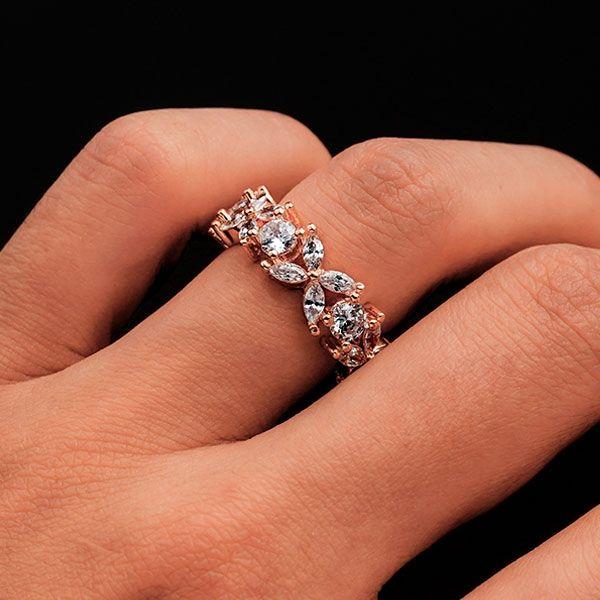 Dainty Flower Design Sterling Silver Wedding Band Shineofdiamond