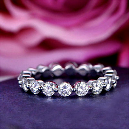 Eternity Round Cut Stackable Wedding Band In Sterling Silver shineofdiamond