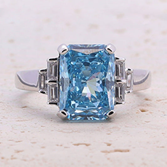4.0CT. Radiant Cut Sterling Silver Engagement Ring (Multi Color Available) shine of diamond