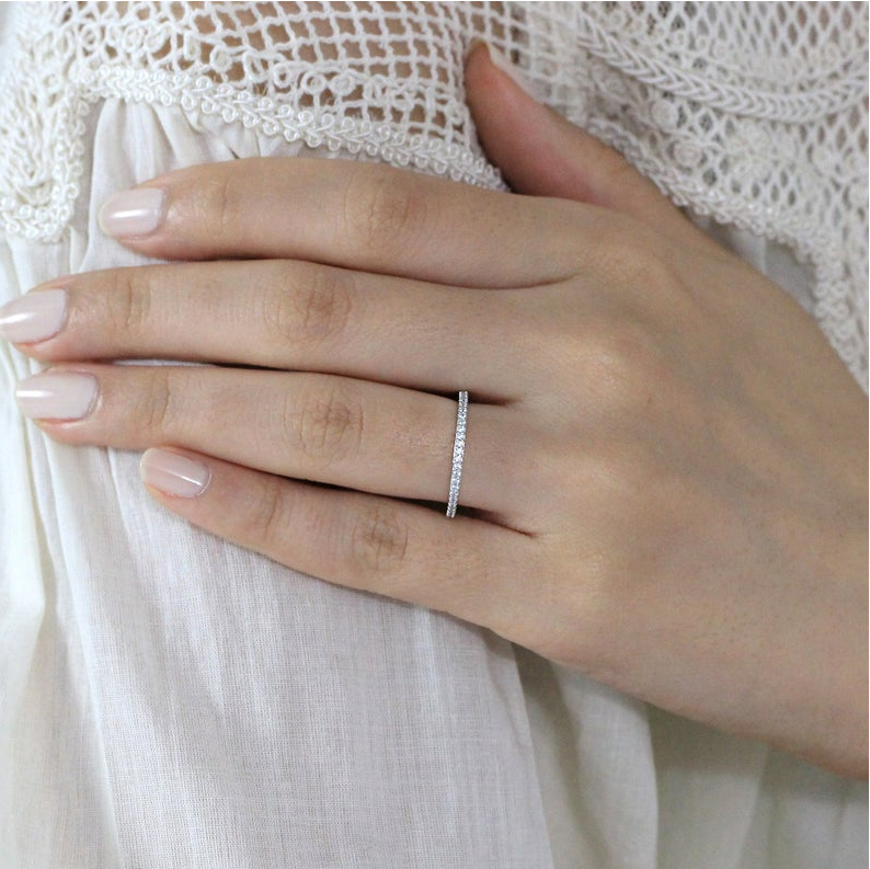 Classic Eternity Thin Sterling Silver Wedding Band Shineofdiamond
