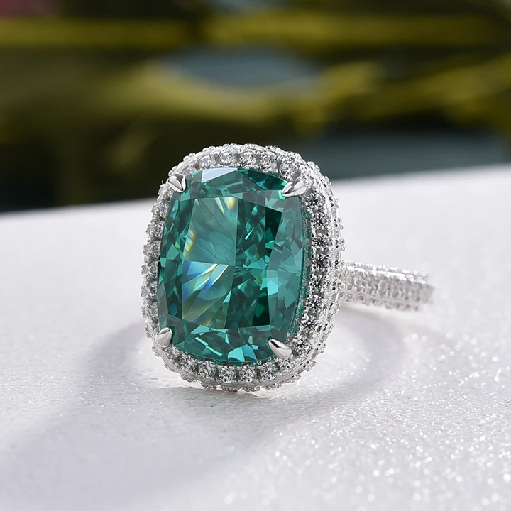 Gorgeous Halo Cushion Cut Paraiba Tourmaline Engagement Ring Shineofdiamond