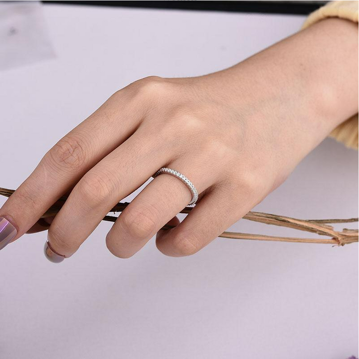 Classic Eternity Thin Sterling Silver Wedding Band Shineofdiamond