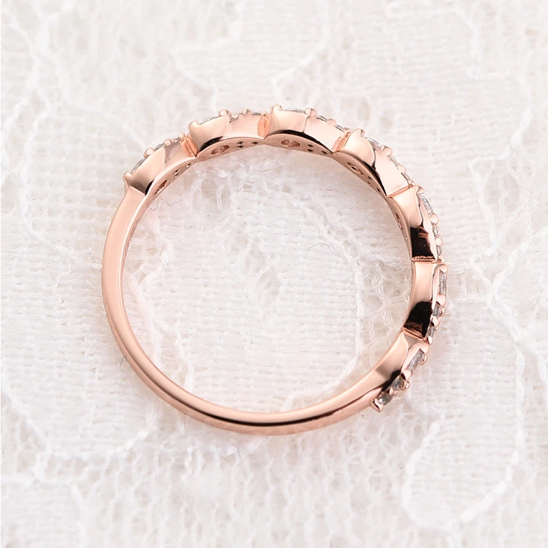 Rose Golden Tone Half Eternity Stackable Wedding Band Shineofidamond