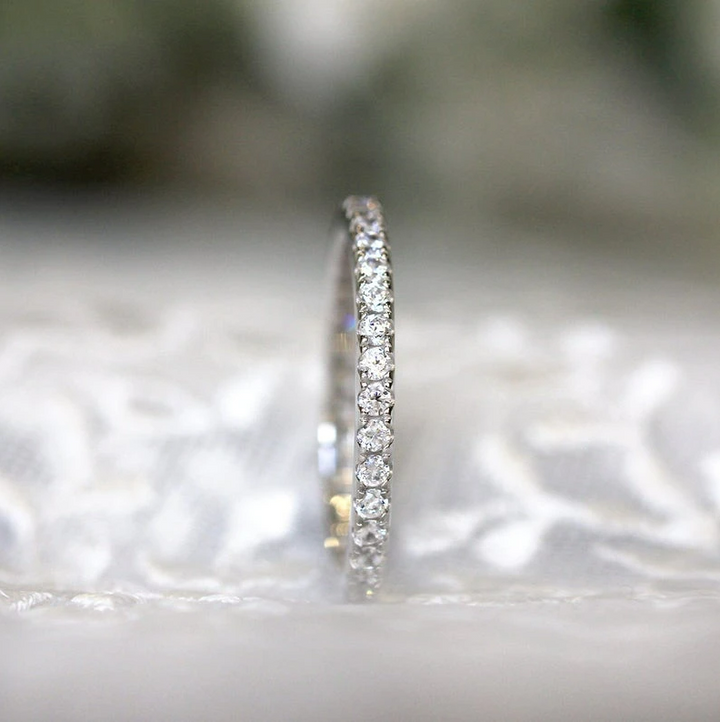 Classic Eternity Thin Sterling Silver Wedding Band Shineofdiamond