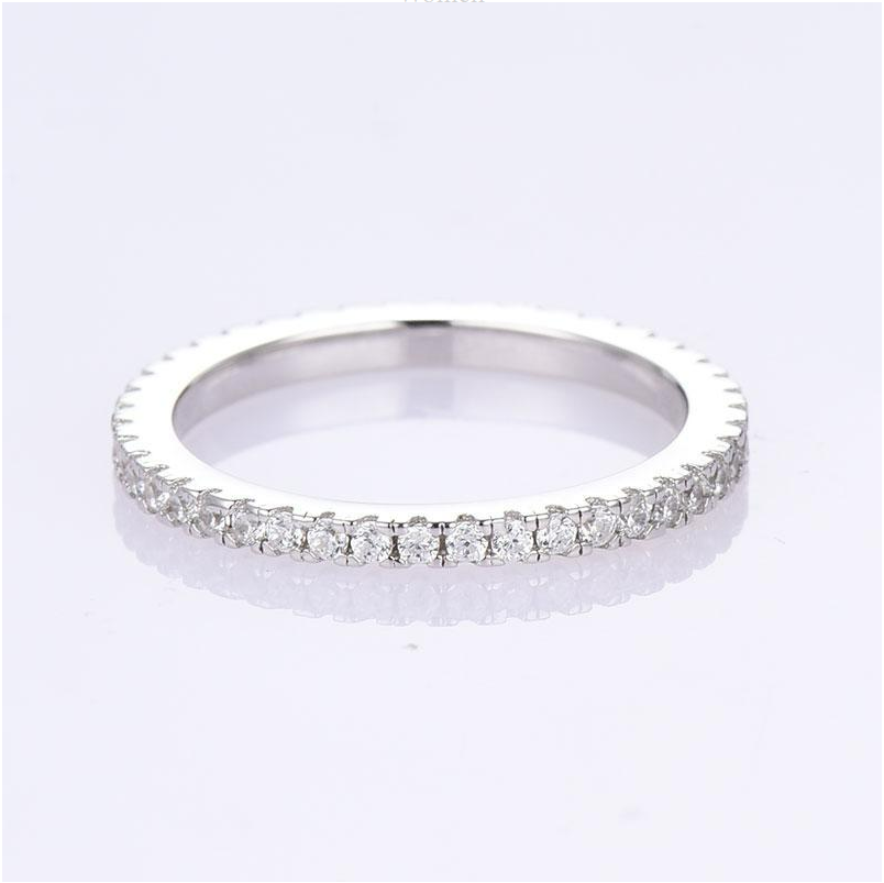 Classic Eternity Thin Sterling Silver Wedding Band Shineofdiamond