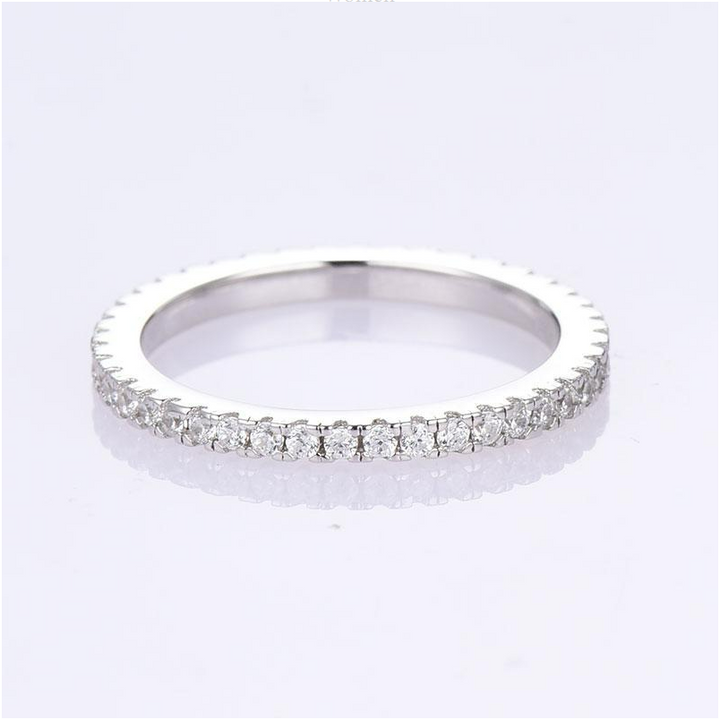 Classic Eternity Thin Sterling Silver Wedding Band Shineofdiamond