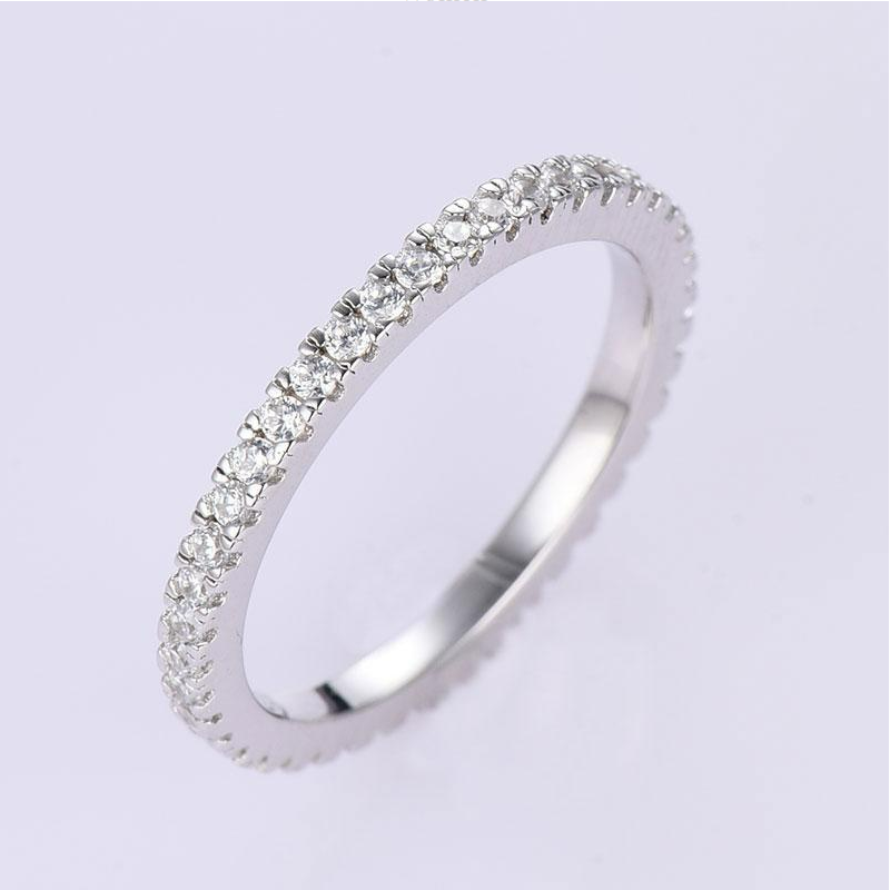 Classic Eternity Thin Sterling Silver Wedding Band Shineofdiamond