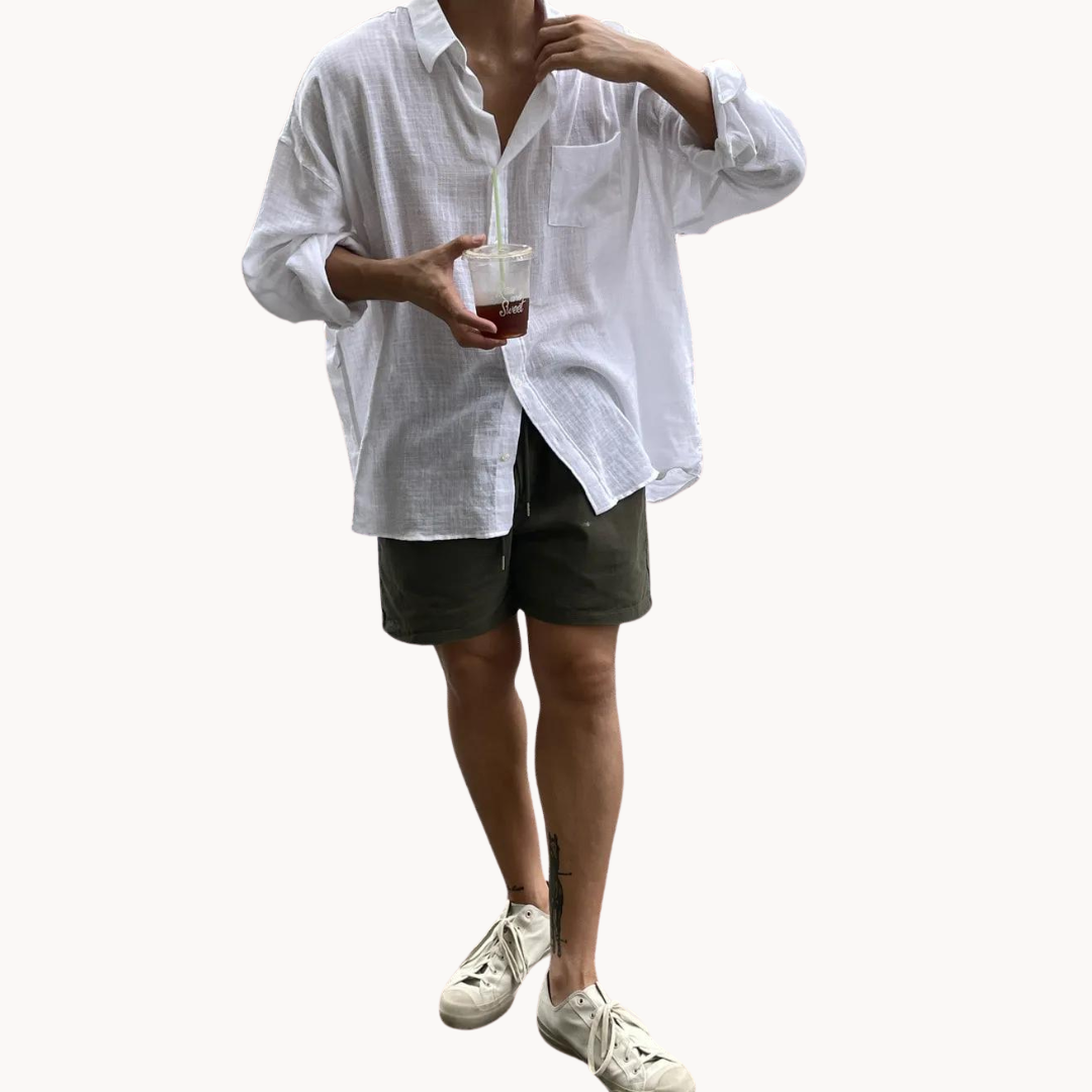 Linen-Blend Button-Up - Shirt