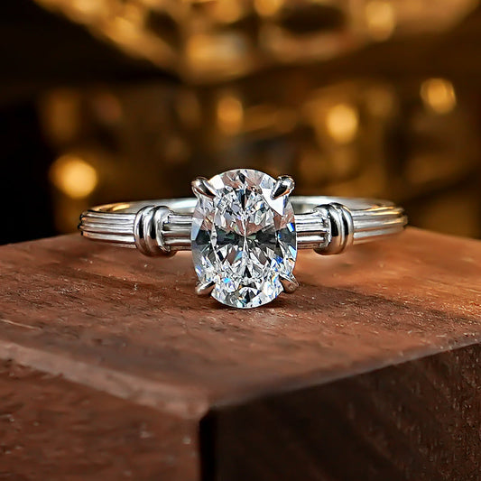 Unique Design 2.0CT Oval Cut Solitaire Engagement Ring shine of diamond