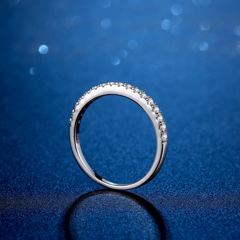 Classic D Color Half Eternity Moissanite Sterling Silver Wedding Band Shineofdiamond