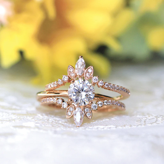 Vintage 3PCS Round Cut Solitaire Sterling Silver Wedding Bridal Set shineofdiamond