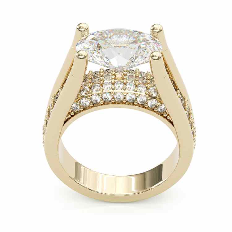 4.5ct Distinctive Inverted Tension-set Oval Cut Sterling Silver Engagement Ring hot