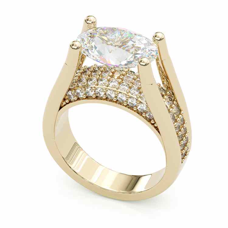 4.5ct Distinctive Inverted Tension-set Oval Cut Sterling Silver Engagement Ring hot